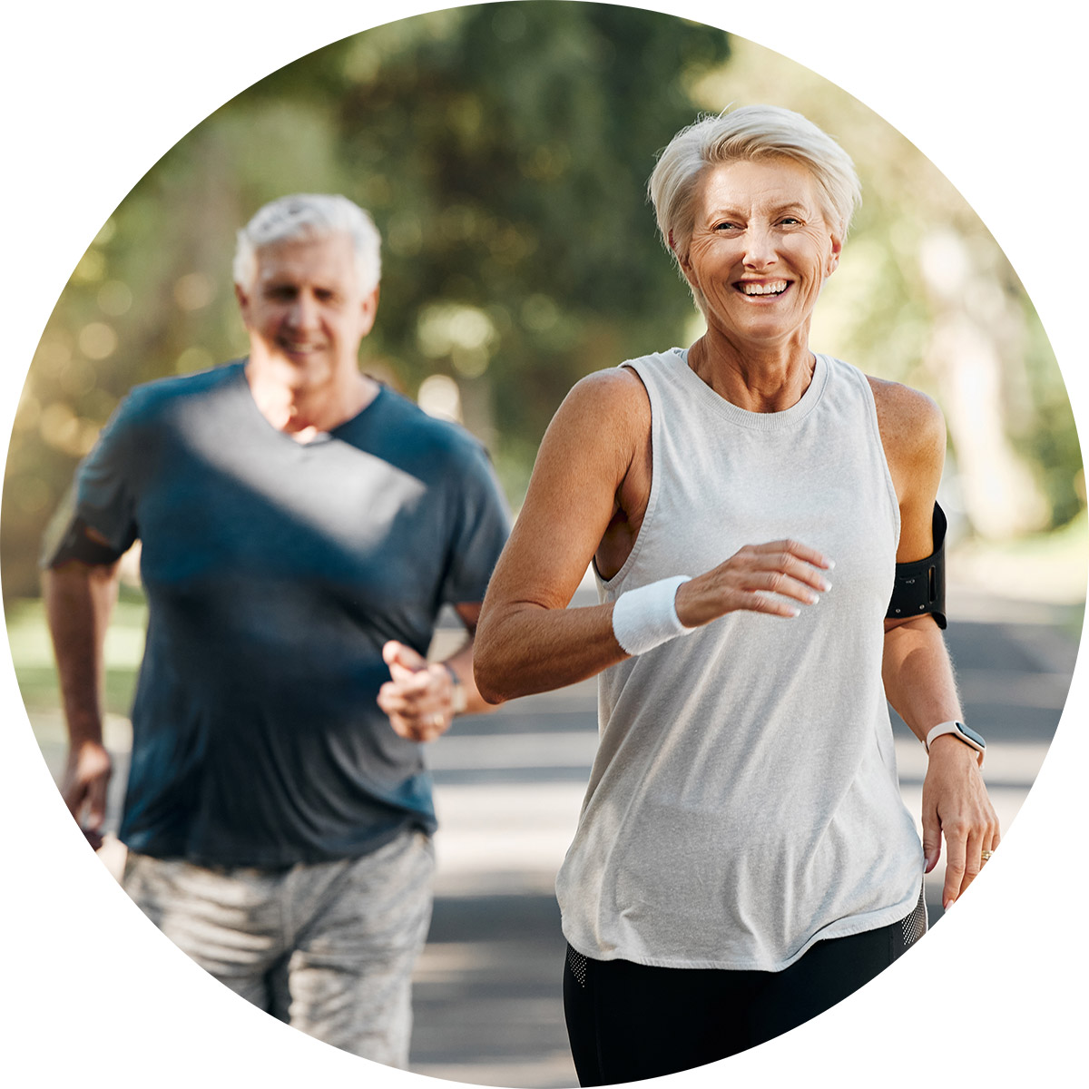 Older couple running and exercising